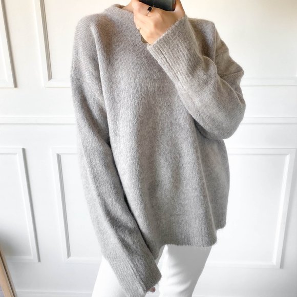 (LAST ONE) Thick Sweater Wool/Mohair Grey - Picture 4 of 12
